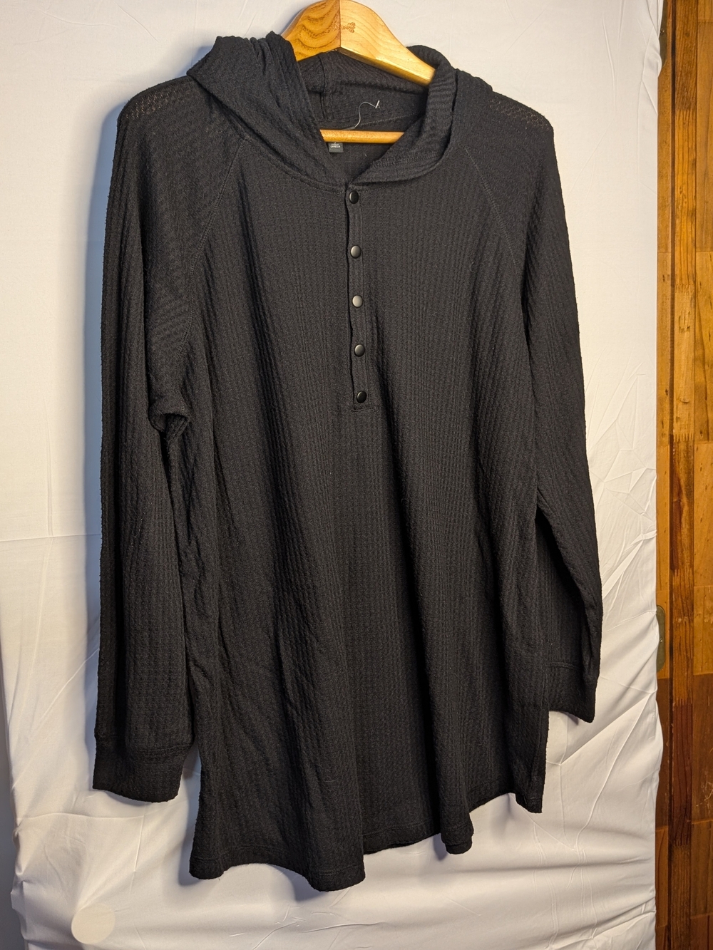 Torrid Black Waffle Knit Hooded Henley Tunic Top Size 3 3X